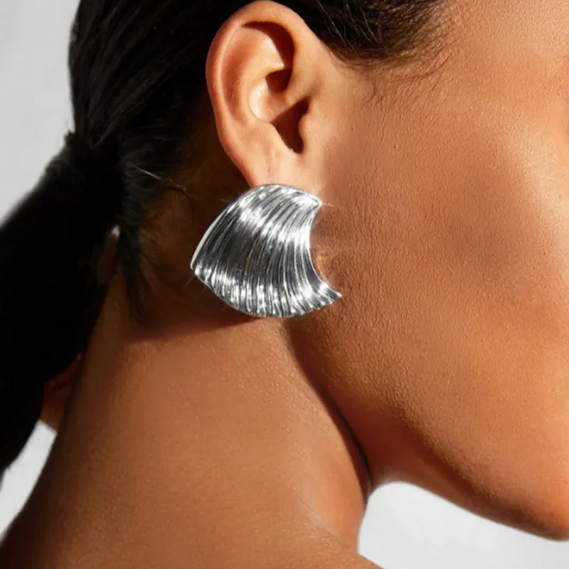 Women Personality Irregular Alloy Wave Earrings