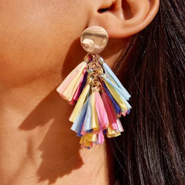 Women's Fashion Retro Raffia Grass Earrings