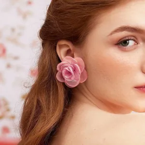Fashion Sweet Lace Rose Earrings Fresh and Sweet Style
