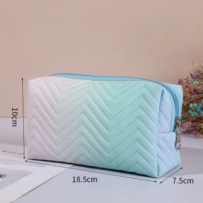 Women PU Leather Gradient Cosmetic Bag Urban Simplicity