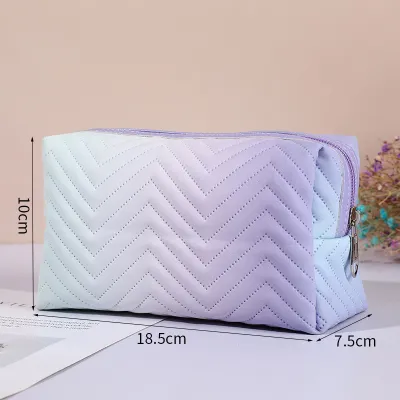 Women PU Leather Gradient Cosmetic Bag Urban Simplicity