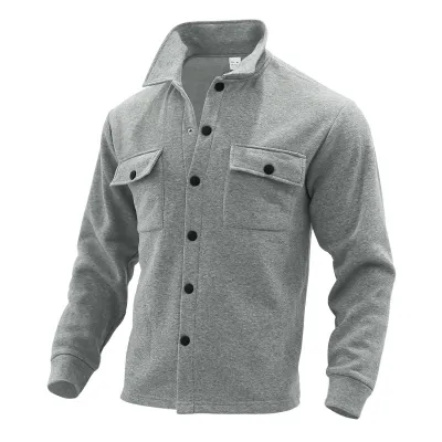 Winter Fleece-Lined Men Jacket Single Breasted Lapel Casual Coat