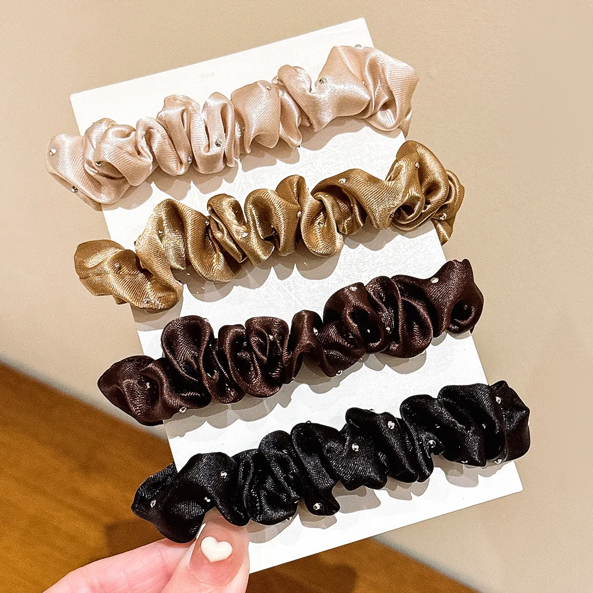 Maillard Satin Rhinestone Women Hair Band Loose Type High Sense Fashion Commuter Cloth