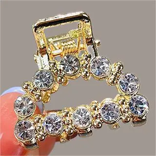 Women Fashion Semicircle Pearl Rhinestone Hair Claws Side Clip