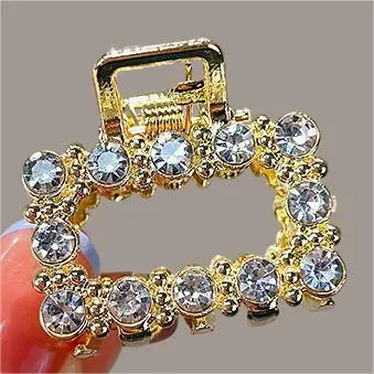 Women Fashion Semicircle Pearl Rhinestone Hair Claws Side Clip
