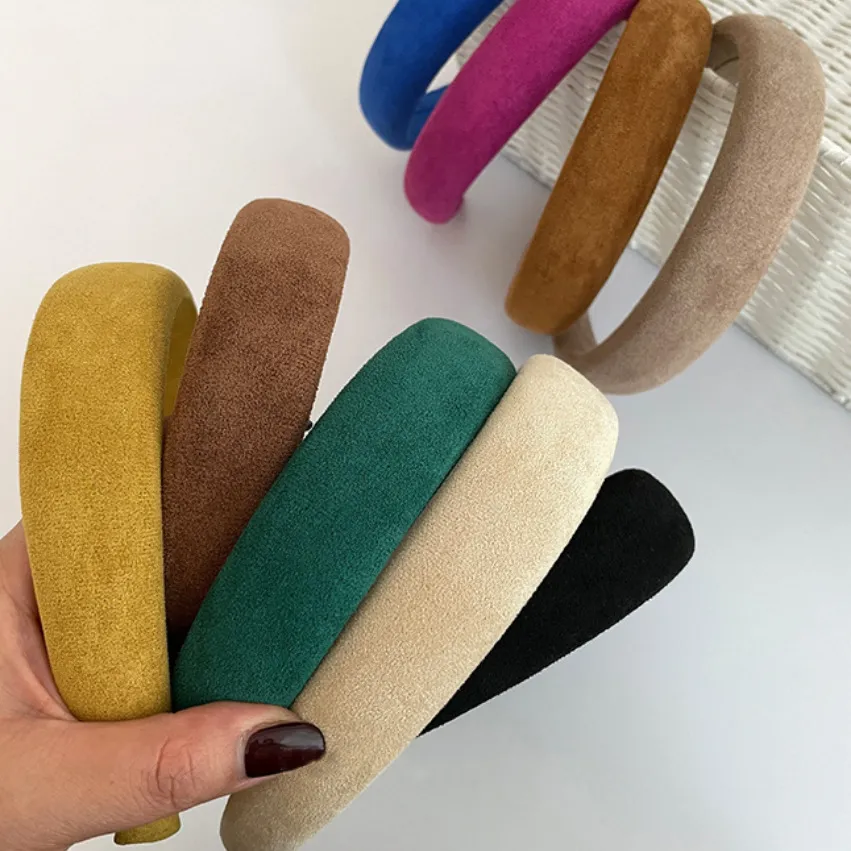 Autumn Winter Candy Color Vintage Suede Wide-Brim Sponge Hair Clip