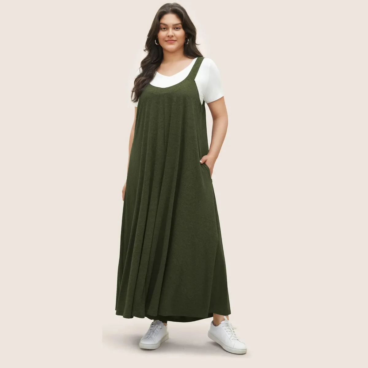 Summer Women Loose Plus Size Colored Cotton Sleeveless Casual Jumpsuits