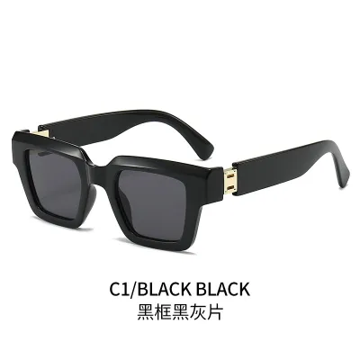 Fashion Square Ink Marble Sunglasses with PC Frame