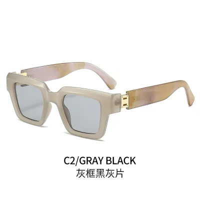 Fashion Square Ink Marble Sunglasses with PC Frame