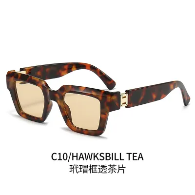 Fashion Square Ink Marble Sunglasses with PC Frame