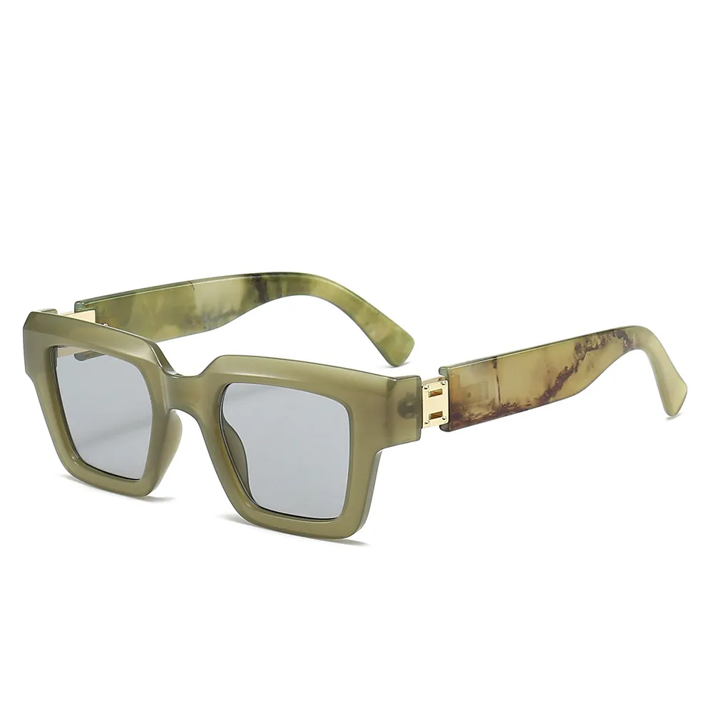 Fashion Square Ink Marble Sunglasses with PC Frame