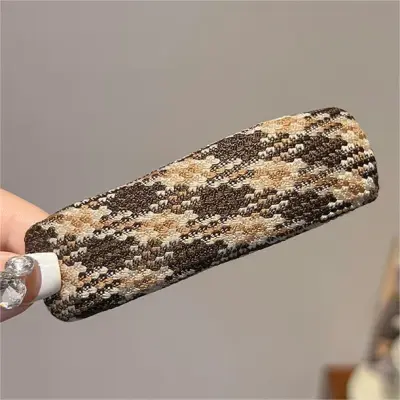 Women Fashion Retro Houndstooth Cloth Hairpin