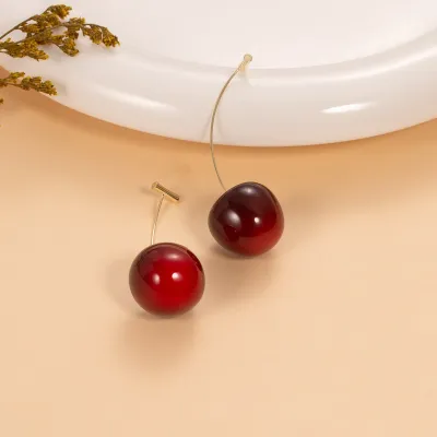 Fashion Creative Cherry Shaped Earrings With Fresh And Sweet Style
