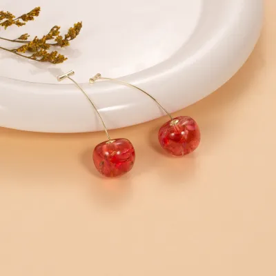 Fashion Creative Cherry Shaped Earrings With Fresh And Sweet Style
