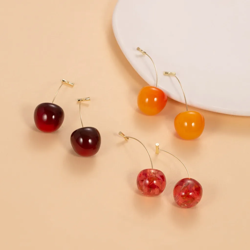 Fashion Creative Cherry Shaped Earrings With Fresh And Sweet Style