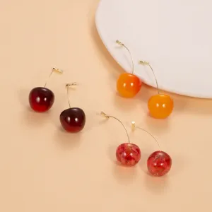 Fashion Creative Cherry Shaped Earrings With Fresh And Sweet Style