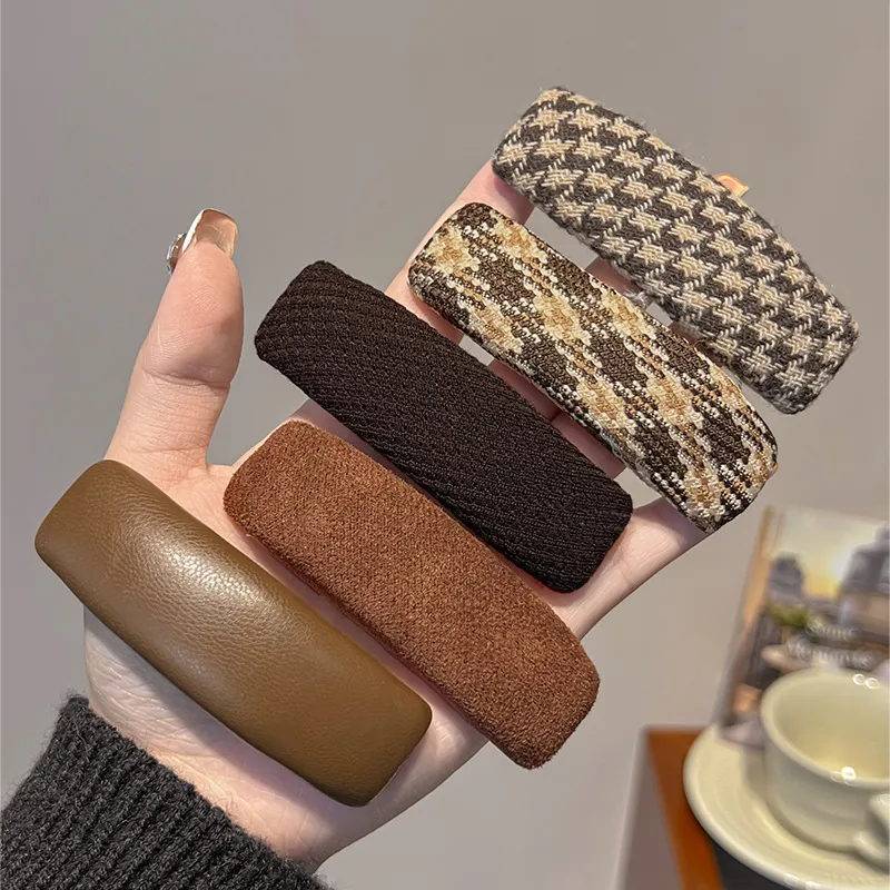Women Winter Elegant Houndstooth Hair Clip