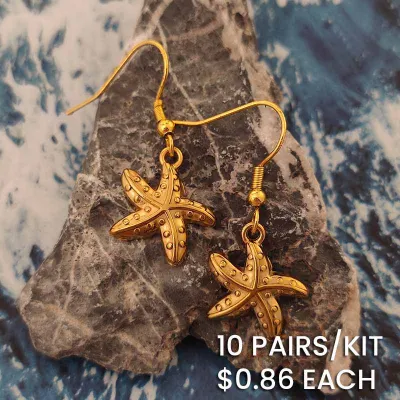 Ocean Style Cute Starfish Stainless Steel Hook Earrings