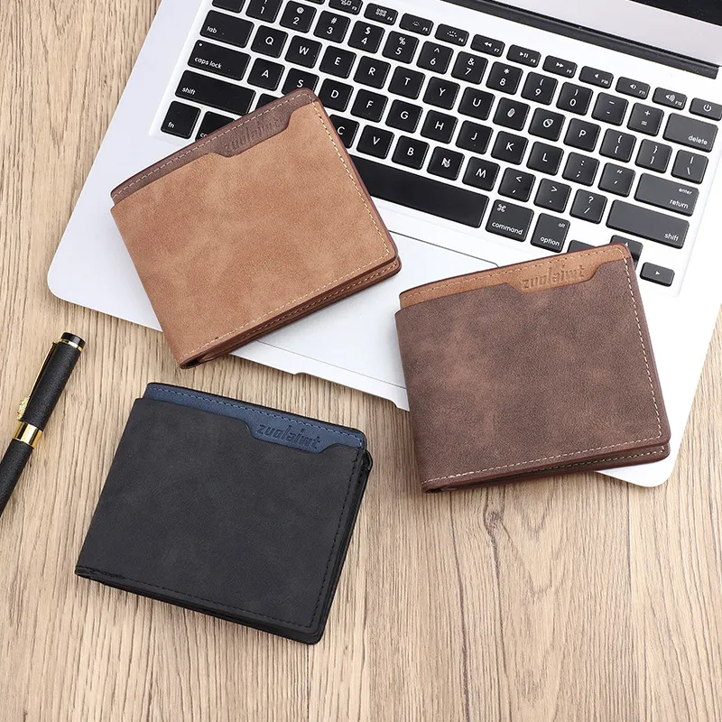 Vintage Frosted Men PU Leather Wallet
