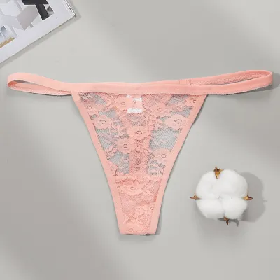 Women Sexy Lace Thong Panties Floral Pattern
