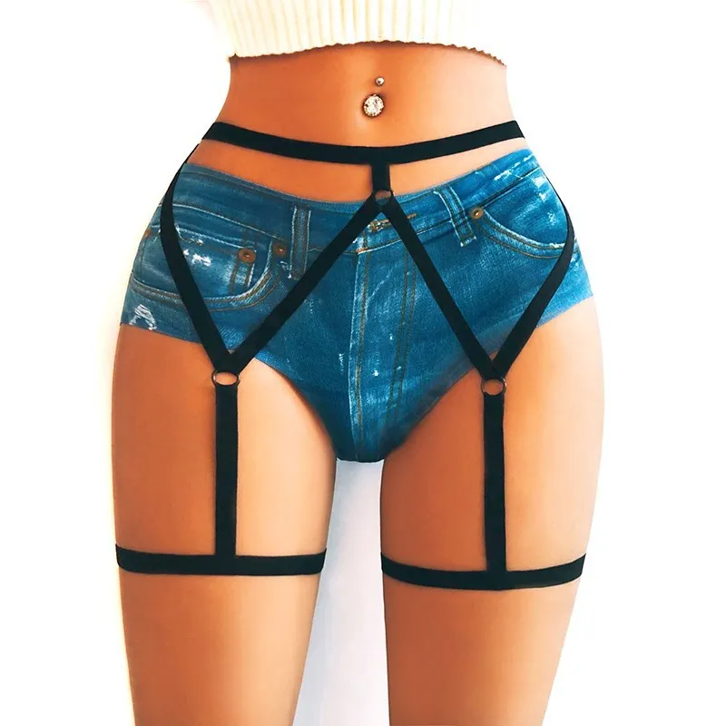 Women Sexy Strap Hollow Garter Panties