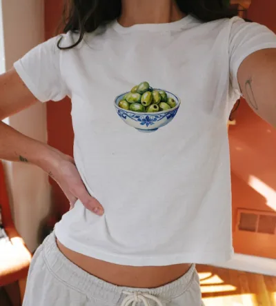 Women's Slim Fit Cherry Printed Crop Top T-Shirt
