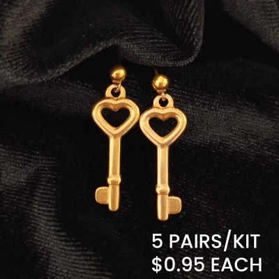 Vintage Stainless Steel Key Drop Earrings