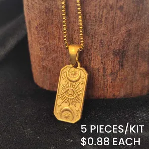 Vintage Evil Eye Pendant Stainless Steel Box Chain Necklace