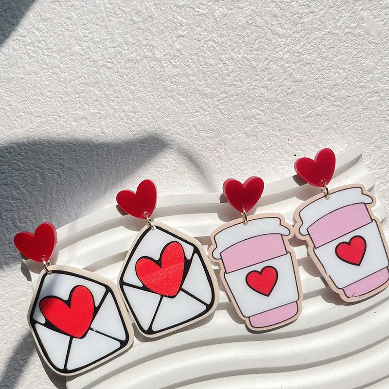 Women Love Heart Acrylic Earrings