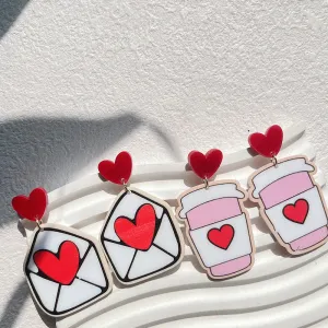 Women Love Heart Acrylic Earrings