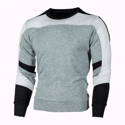 Men Spring Autumn Casual Sports Color Matching Plus Size Long Sleeve Pullover Fleece-Lined Sweatshirt