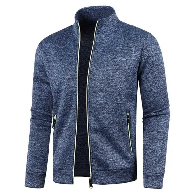 Men Casual Plus Size Long Sleeve Stand Collar Coat