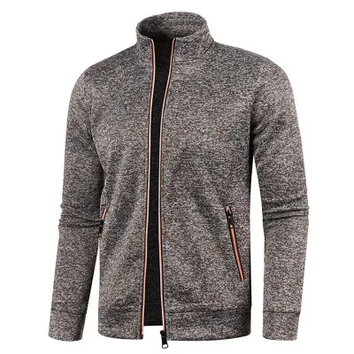 Men Casual Plus Size Long Sleeve Stand Collar Coat