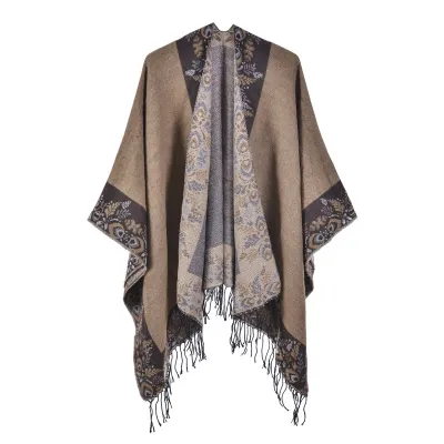Women Fashion Geometry Print Tassel Imitation Cashmere Long Shawl Scarf