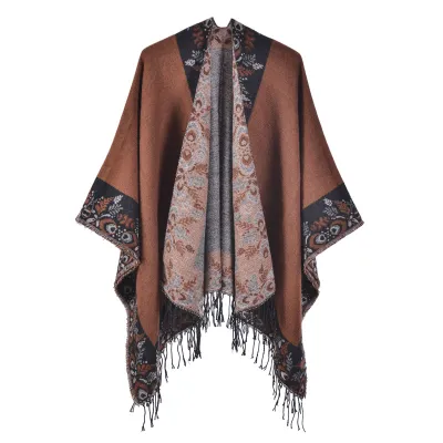 Women Fashion Geometry Print Tassel Imitation Cashmere Long Shawl Scarf