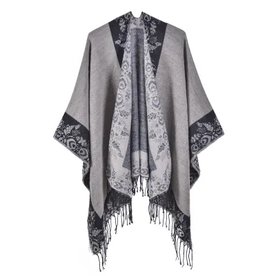 Women Fashion Geometry Print Tassel Imitation Cashmere Long Shawl Scarf