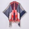 Tassel Multicolor Large Check Navy Blue Red