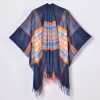Tassel Double-Face Small Check Navy Blue