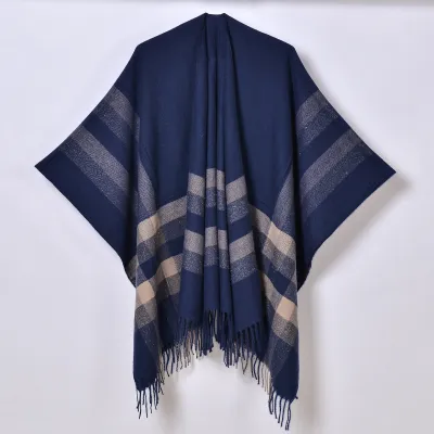 Women Fashion Plaid Print Tassel Long Thicken Shawl Scarf