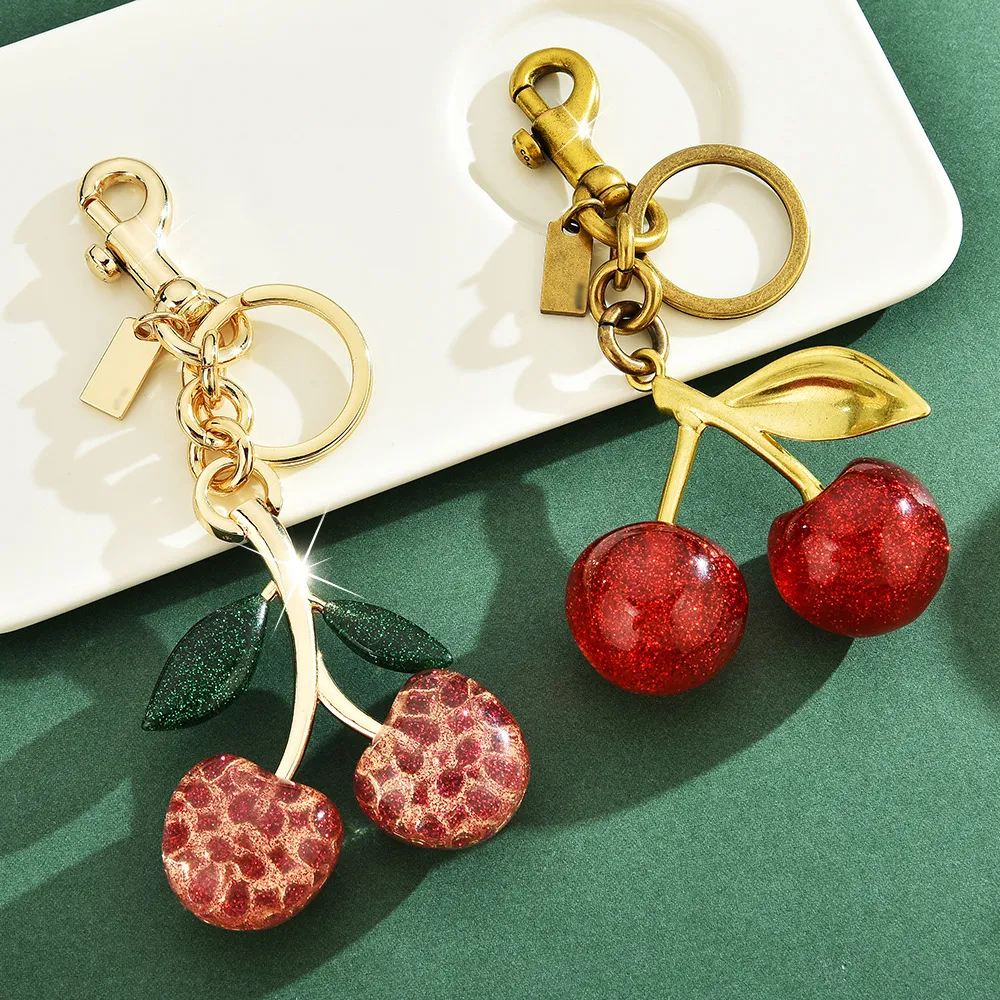 Women Fashion Cherry Metal Keychain Key Ring Pendant