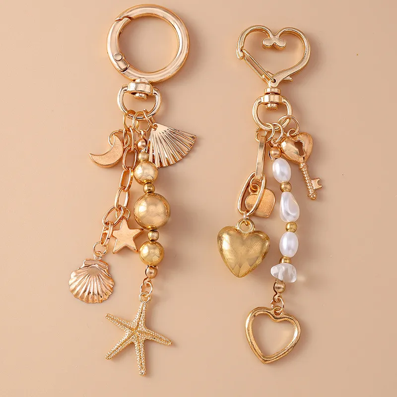 Women Creative Starfish Keychain Key Ring Zinc Alloy Cartoon