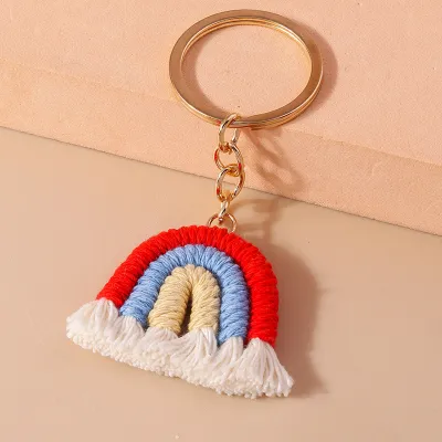 Women's Fashion Rainbow Knitted Plush Keychain Pendant