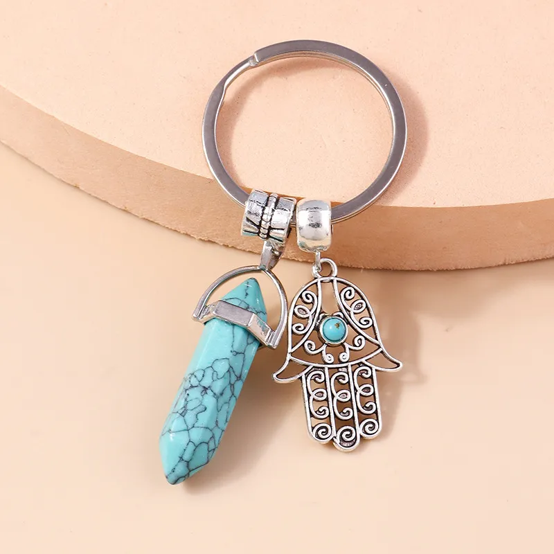 Women's Fashion Multicolor Turquoise Stone Keychain Pendant