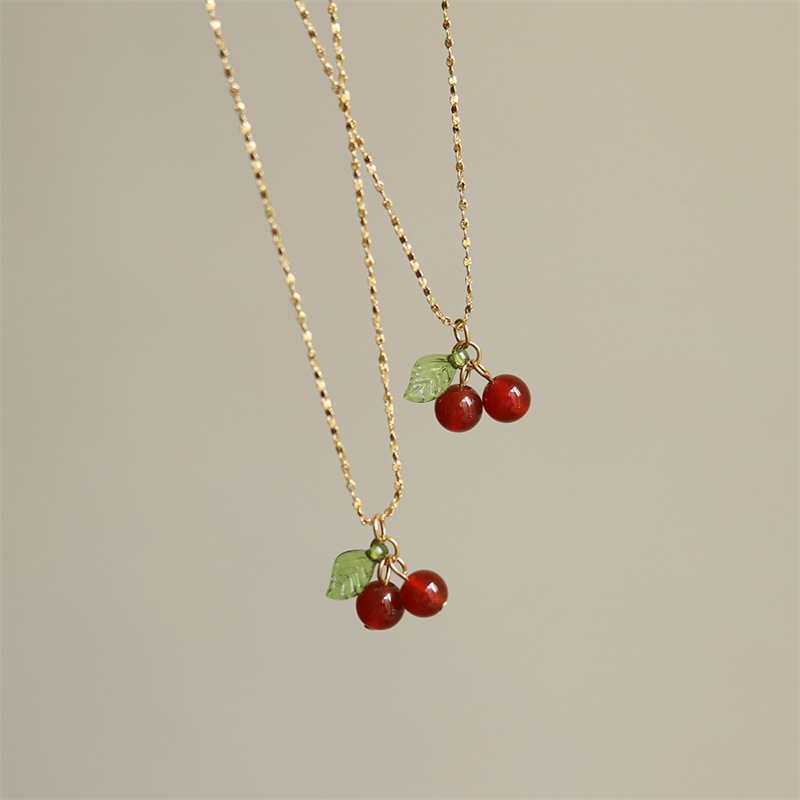 【Hei】high-quality cherry necklace★送料無料★2色 Hei】high-quality cherry necklace☆送料無料☆2色 (Hei