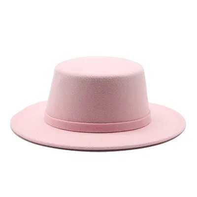 Fashion Solid Color Flat Fedora Hats Polyester Bell Shape Commuter