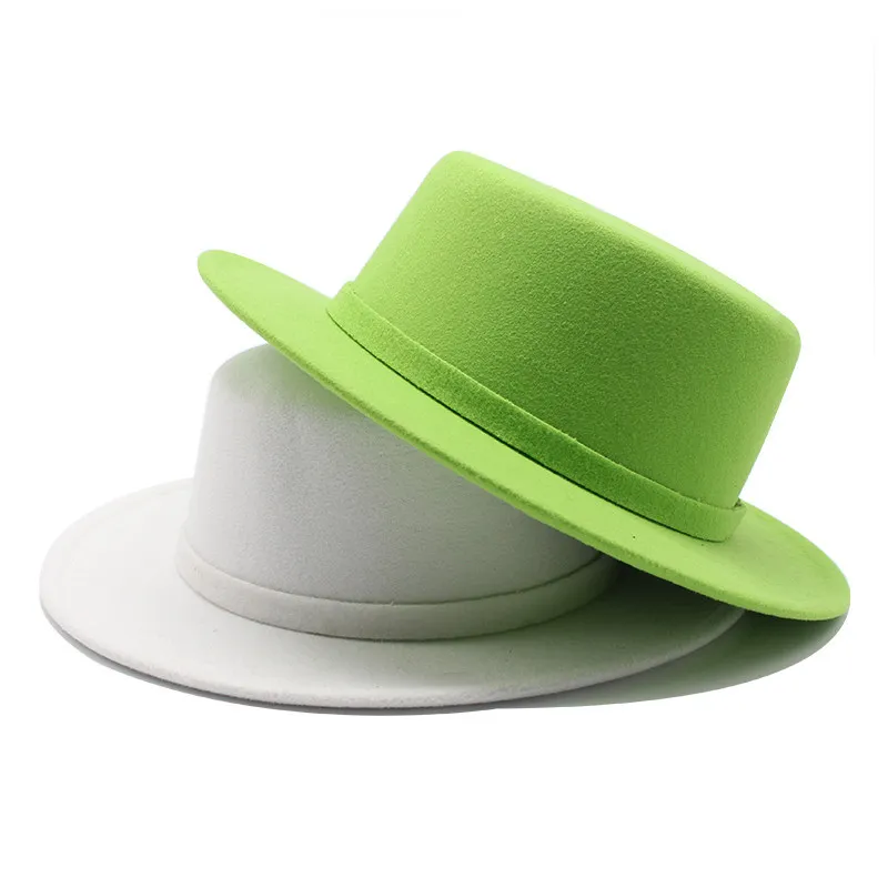 Fashion Solid Color Flat Fedora Hats Polyester Bell Shape Commuter