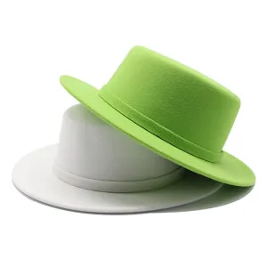 Fashion Solid Color Flat Fedora Hats Polyester Bell Shape Commuter