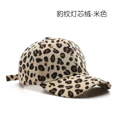 Fashion Autumn Winter Corduroy Leopard Print Baseball Cap Windproof Sunscreen