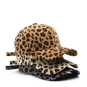 Fashion Autumn Winter Corduroy Leopard Print Baseball Cap Windproof Sunscreen