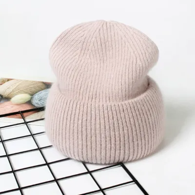 Women Fashion Solid Color Thickened Knitted Beanie Hat